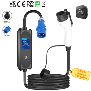 Chargeur EV de type 1, 32A, 7kW, niveau 2, EVSE portable, écran LCD intelligent, prise CEE, station de charge rapide à domicile, véhicule électrique - Product Image 1