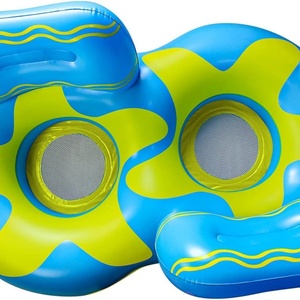 PVC Inflatable Swimming Ring 2-Person with Backrest 185*115 CM 2 Cup Holders and 2 Handles <b>Pool</b> Float for Beach Lake Water Fun - Product Image 2
