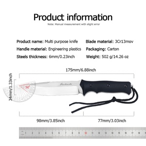 High Quality Stainless Steel Fixed Blade Knife for Outdoor Hunting DIY Grade with <b>Engineering</b> <b>Plastic</b> Handle - Product Image 6