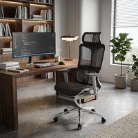 Chaise de bureau ergonomique en maille avec repose-pieds, accoudoirs 3D, mécanisme à 3 verrous, dossier haut, chaise de bureau pour le jeu et le travail