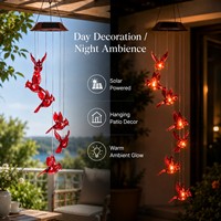 Décoration lumineuse solaire suspendue en forme d'oiseau rouge pour jardin et patio, vente en gros