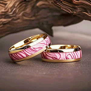 Thời trang hợp thời trang Rose Gold Plated Tungsten Hồng Bào Ngư vỏ người đàn ông của phụ nữ Wedding Bands hoặc nhẫn của bên thứ ba chứng nhận - Product Image 2