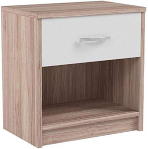 Mesita <span class=keywords><strong>de</strong></span> <span class=keywords><strong>Noche</strong></span> Moderna <span class=keywords><strong>de</strong></span> Madera con Diseño <span class=keywords><strong>de</strong></span> Panel en Acabado <span class=keywords><strong>Roble</strong></span> <span class=keywords><strong>Blanco</strong></span> Sonoma, con Cajón <span class=keywords><strong>de</strong></span> Altura Ajustable para Dormitorio - Product Image 3