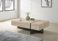 Table basse en bois, meuble de salon, table d'appoint en métal, table basse en mélamine noire personnalisée avec armoire de rangement