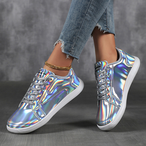 <span class=keywords><strong>Zapatillas</strong></span> Deportivas de <span class=keywords><strong>Mujer</strong></span>, Holográficas, de Piel Sintética, Suaves, con Punta Ancha, Suela Plana, Casuales, <span class=keywords><strong>Minimalistas</strong></span>, para Caminar - Product Image 6