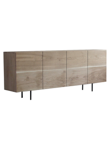 מזנון מעץ מלא בסגנון וואבי סאבי, ארון טלוויזיה גבוה, נירוסטה, 2 מגירות, 2 מדפים מתכווננים, ריהוט מודרני לסלון - Product Image 5