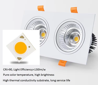Downlight carré de plafond encastré à double tête 12W 15W Downlight LED Spot LED réglable