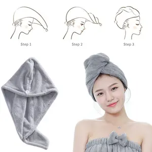 Da menina salão de microfibra cabelo de secagem hat quick-dry bath toalha sólida tampas de super absorção turbante do cabelo seco