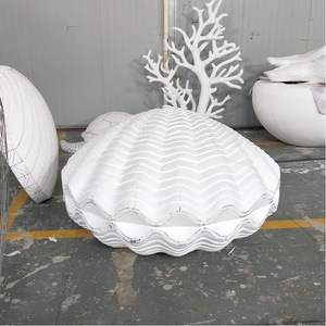 Sculpture de coquillage en fibre de verre et résine, décoration artistique de jardin côtier pour extérieur - Product Image 4