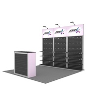 Stand d'exposition modulaire 10x10 pieds en aluminium durable, imprimé en couleur CMYK, avec panneaux rainurés, portable et réutilisable pour salons professionnels