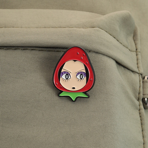 Pin Enamel Gadis Berkepala Stroberi Manga Jepang, Bros Karakter Anime Kartun, Lencana Kerah, Perhiasan Grosir - Product Image 3