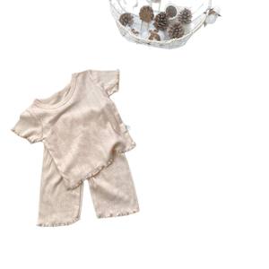 Conjunto de Ropa Informal de Verano <span class=keywords><strong>para</strong></span> Bebés, Niños y Niñas, Estilo Coreano, Color Sólido, Transpirable, con Volantes - Product Image 5