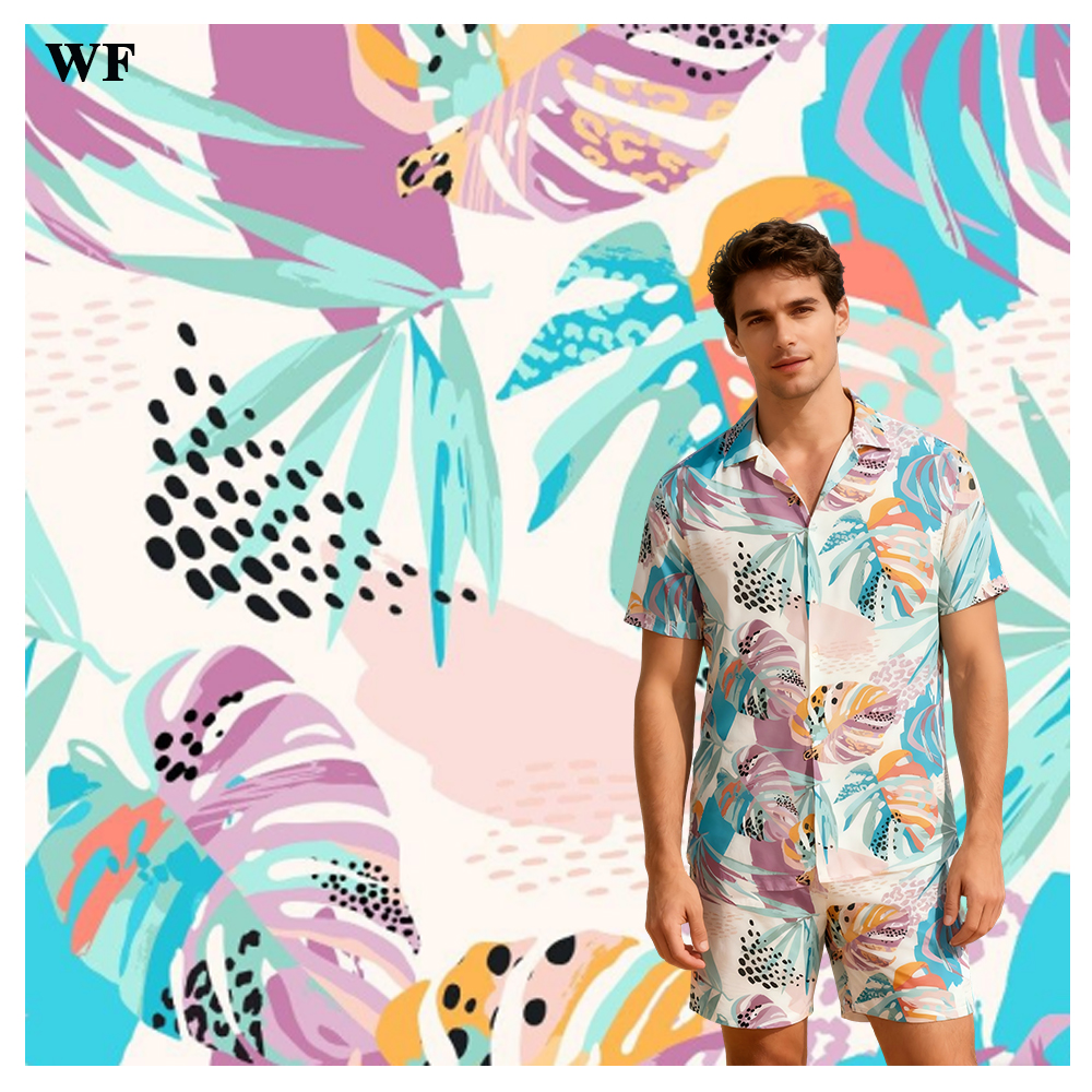 WF 100% Rayon Woven Poplin Eco-Friendly Quick-Dry Polynesian Hawaii Designs Customized Printed Fabric Dress for Girls Beach Wear