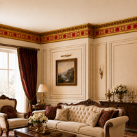 Moulures de corniche en PS rouge doré de luxe Banruo, style européen, moulures décoratives pour plafond, pour la décoration intérieure