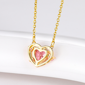 Nueva moda <span class=keywords><strong>de</strong></span> alta calidad <span class=keywords><strong>de</strong></span> lujo famosa marca inspirada diseñador corazón Rosa cristal collar pendiente conjunto <span class=keywords><strong>de</strong></span> joyería para mujer - Product Image 3