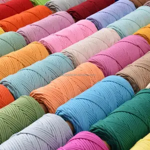 59色5毫米编织大马线线软编织棉质涤纶线，用于钩针手袋