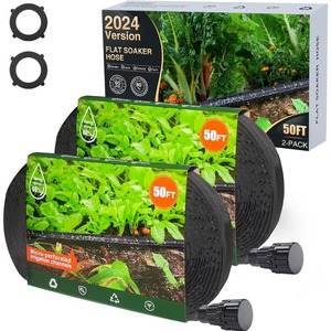 Manguera de remojo Camas de jardín, manguera plana de remojo Ahorra 80% de agua, manguera de goteo resistente y ligera para césped, plantas - Product Image 1