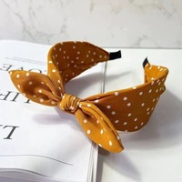 Serre-tête large vintage simple à pois avec nœud, cerceau à cheveux rembourré volumisant, accessoires de mode quotidiens pour femmes