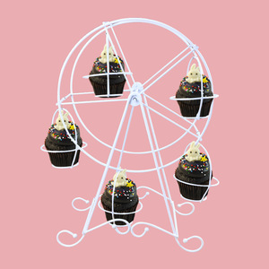 Iron Ferris Wheel Cake Stand 5 Cup White Metal Dessert Display Rack For Birthday Party Table Decorations - Product Image 1