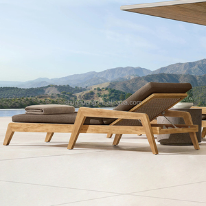 Muebles de Exterior Más Populares, Tela Impermeable, Sillas de Descanso para Piscina de Hotel, Tumbonas de Madera Resistentes para Villa, Tumbonas para Tomar el Sol - Product Image 4