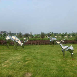 하이 퀄리티 현대 장식 거울 광택 기하학적 동상 사자 스테인레스 스틸 기하학 조각 사용자 정의 동물 - Product Image 2