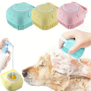 Silicone Grooming Brush Pet Cleaning Bathing Massage Comb With Pet Shampoo Cat Accessories