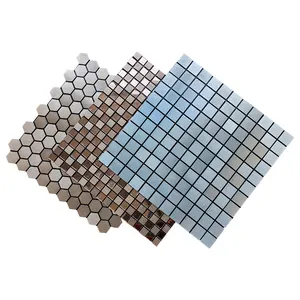 Vỏ và dính kim loại backsplash gạch dính trên nhà bếp 3D tường trang trí nhôm Gạch Mosaic cho phòng tắm