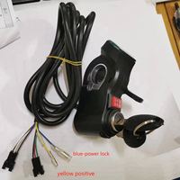 Akselerator pemindah jempol 12-100v, Voltmeter baterai tampilan Digital + kunci/3 tombol + saklar kecepatan untuk suku cadang sepeda Mtb skuter
