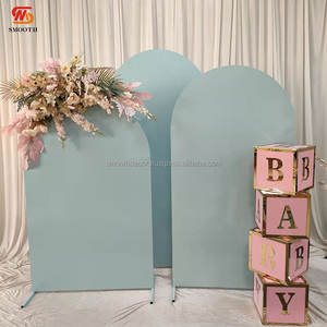 ฉากตกแต่งงานแต่งงานรูปทรงเรขาคณิตสีทอง/สีเงิน ดีไซน์กระจกสแตนเลส พร้อมผ้าม่านและกรอบดอกไม้ติดผนัง - Product Image 3