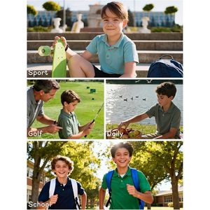 Polo de performance pour garçons 100% polyester, séchage rapide, vêtements de golf, uniforme scolaire, UPF 50+, col chemise, manches courtes - Product Image 6