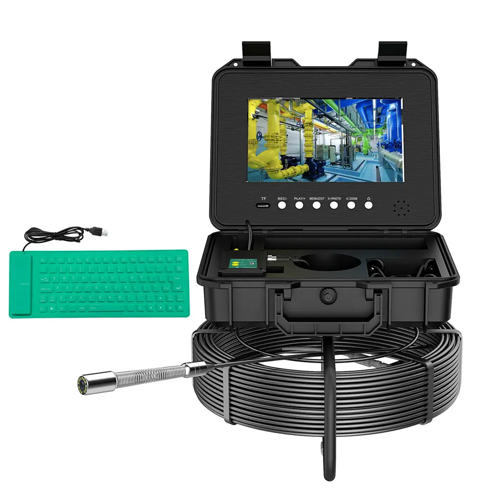 wholesale 10.1" 1080P Screen Pipe Sewer Drain Inspection Camera Endoscope with Meter Counter Keyboard DVR Video+Audio Recording