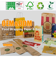 Sac en papier plat à rayures bleues imprimé sur mesure, qualité alimentaire, pour boulangerie, pain, bonbons, avec logo