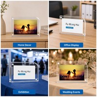 Cadre photo en acrylique personnalisé avec logo sur mesure pour affichage magnétique double face pour cartes de table, usage domestique/bureau