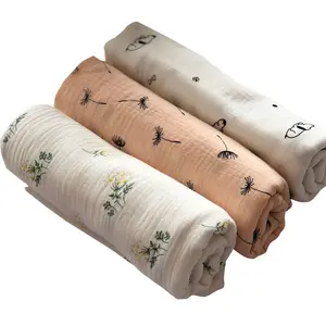 100% Cotton Nhuộm Hai Lớp Crepe Nhăn Gạc Vải Bé Nhà Dệt Bìa Vải Rắn