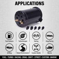 Tangki Bahan Bakar Aluminium 2.8L Sistem 5 Port Pompa Ganda AN8 O-Ring Dilas TIG Hitam Universal Suku Cadang Performa Balap