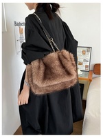 Sac à bandoulière en fausse fourrure pour femme Zeyu, nouveau modèle hiver, sac fourre-tout moelleux de luxe avec chaîne dorée, sac à main en peluche pour femme, sac à main en fausse fourrure écologique