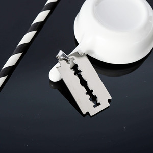 Themed Blade Pendant <b>Titanium</b> Steel 18k Gold Plated Men's Necklace Everyday Wear - Product Image 3