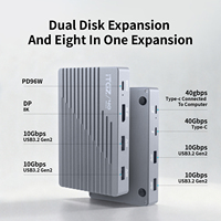 Support pour ordinateur portable en aluminium ITGZ avec station d'accueil Thunderbolt 3/4 8-en-1, double emplacement pour SSD 8K pour MacBook/Dell/HP