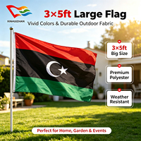 Drapeau de la Libye 3x5 pieds 100% polyester de haute qualité, durable, avec impression numérique, promotionnel, personnalisable, toutes tailles, drapeau de la Libye