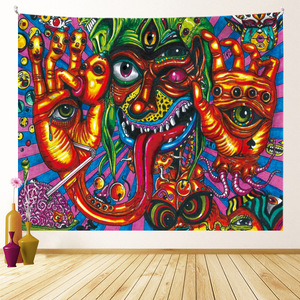 Tapiz colgante <span class=keywords><strong>de</strong></span> pared personalizado, tapiz nórdico psicodélico, Calavera malvada, sala <span class=keywords><strong>de</strong></span> estar, dormitorio, tapices, decoración <span class=keywords><strong>de</strong></span> pared <span class=keywords><strong>de</strong></span> Mandala Hippie - Product Image 1