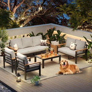 Juego de conversación para exteriores, sofá de jardín de <span class=keywords><strong>Metal</strong></span> Simple moderno, montaje rápido, sofá de salón para Patio con mesa de centro, muebles de terraza - Product Image 6