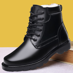 Martin <b>Boots</b> Men Winter Warm Wool Lined Leather Casual Soft Sole Slip Resistant Ankle <b>Boots</b> - Product Image 1