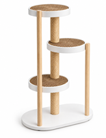 Arbre à chat moderne à 3 niveaux en bois, avec poteaux à gratter en sisal et plateformes rondes, pour chats d'intérieur - Vente en gros fabricant