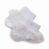 Chaussettes en coton doux à dentelle pour bébés, idéales pour le baptême, blanches, respirantes, pour nourrissons de 0 à 12 mois – Nouveauté tendance en promotion