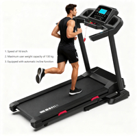 Caminadora Eléctrica Plegable de 130 kg con Inclinación Automática, Pantalla LCD, Velocidad de 1-16 km/h, para Uso Doméstico, Máquina para Caminar/Correr en Interiores