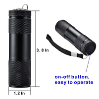 Mini Linterna UV de Aluminio con 9 LED de Luz Púrpura, Detector de Orina de Mascotas y Escorpiones, para Camping, con Fuente de Alimentación CC, Aleación de Aluminio