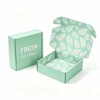 Boîte en carton personnalisée avec logo, boîte d'expédition personnalisée imprimée en vert menthe pour les ensembles de produits à thème botanique et parfums d'intérieur