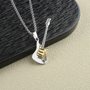 Collier de guitare punk rock, pendentif en acier inoxydable en forme de guitare électrique pour festival de musique - Product Image 4