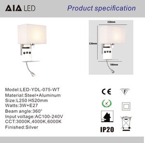 <span class=keywords><strong>Support</strong></span> de téléphone portable rechargeable par USB, lampe murale E27 <span class=keywords><strong>pour</strong></span> chambre à coucher, lampes de lecture de chevet, lumière murale moderne minimaliste <span class=keywords><strong>pour</strong></span> hôtel, villa - Product Image 3