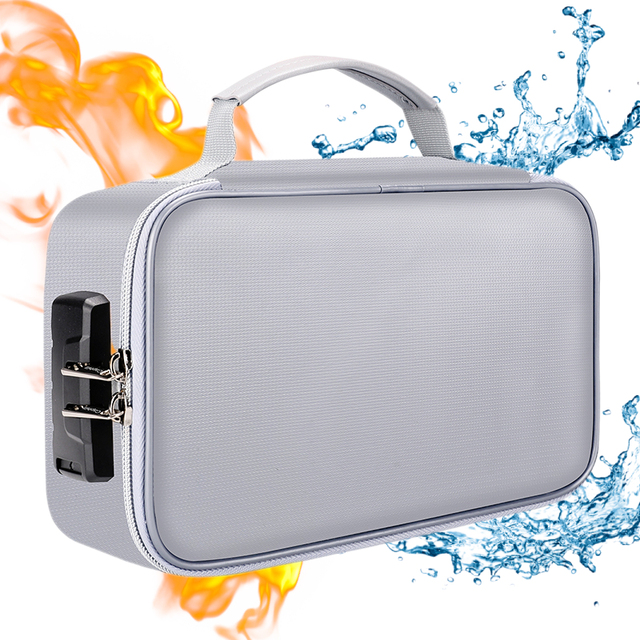 YHX Portable Three-Layer Fireproof and Waterproof Document Safe Bag with Lock for Home Office or Travel